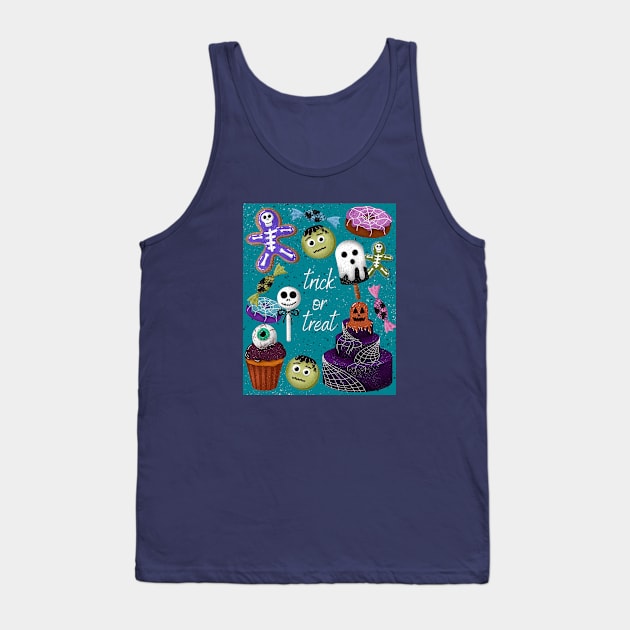 Cute illustration of Halloween candies Trick or Treat Tank Top by Ieva Li ART